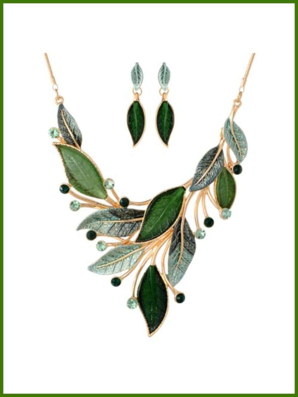 Vintage Chunky Statement Jewelry Set Leaf Floral Geometric Boho Bib Necklace